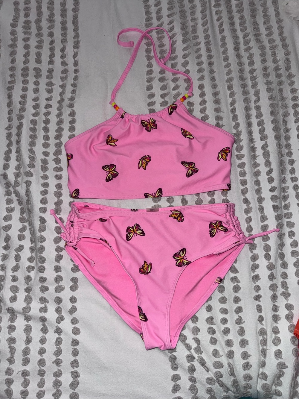 Pink Butterfly Halter Kids Swim Set and maxi dress